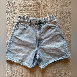 Zara Light Blue High-Rise Denim Shorts